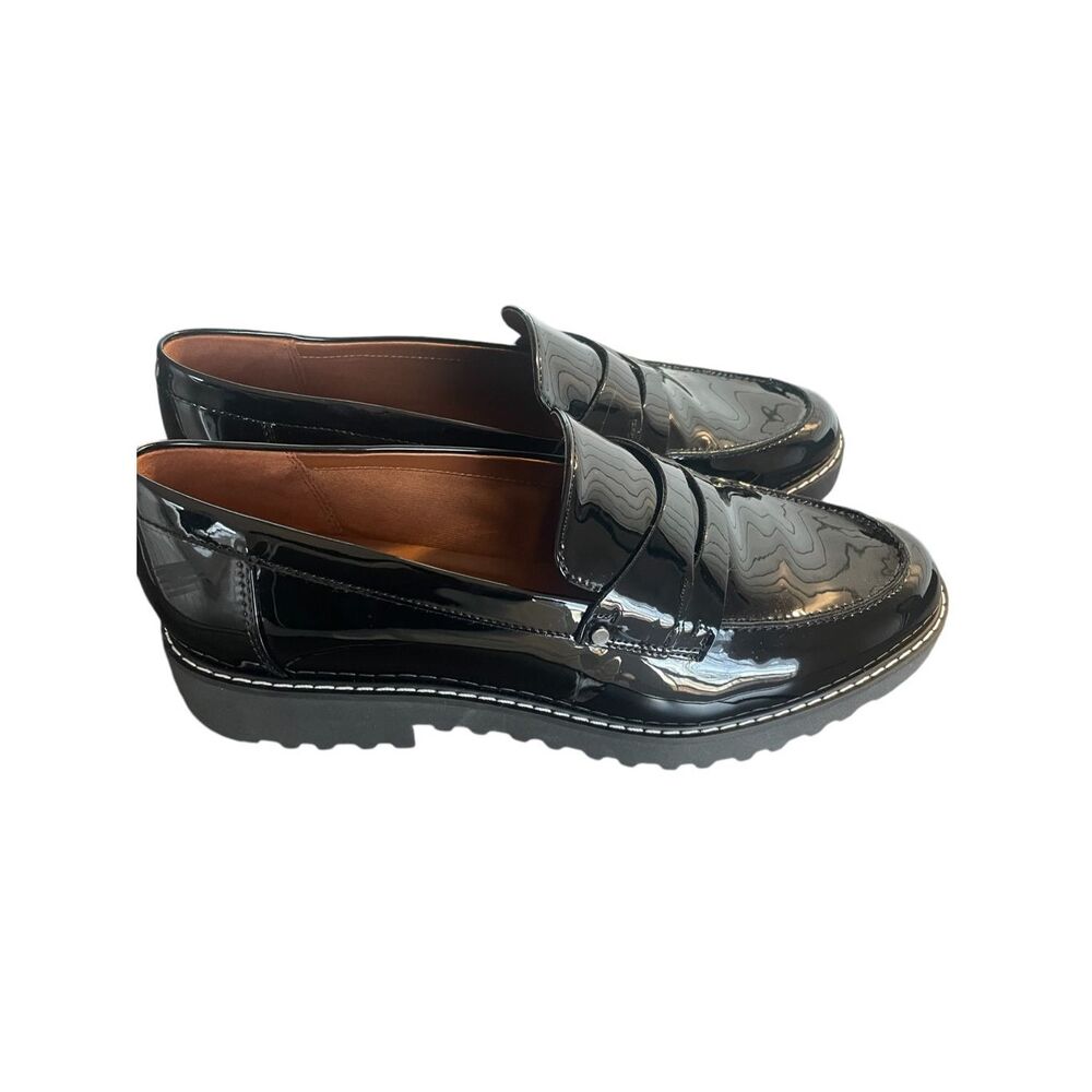 Franco Sarto Black Patent Leather Penny Loafers
